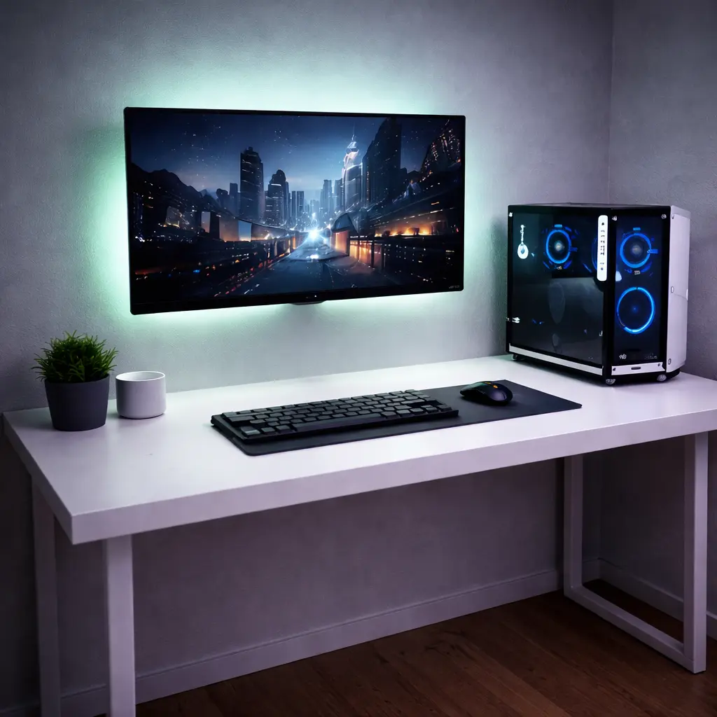 Minimal RGB gaming setup ideas with clean monitor layout