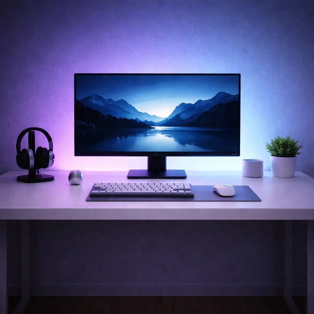 Minimal RGB gaming setup ideas with soft ambient lighting