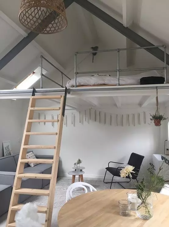 Modern mezzanine floor design small home skylight