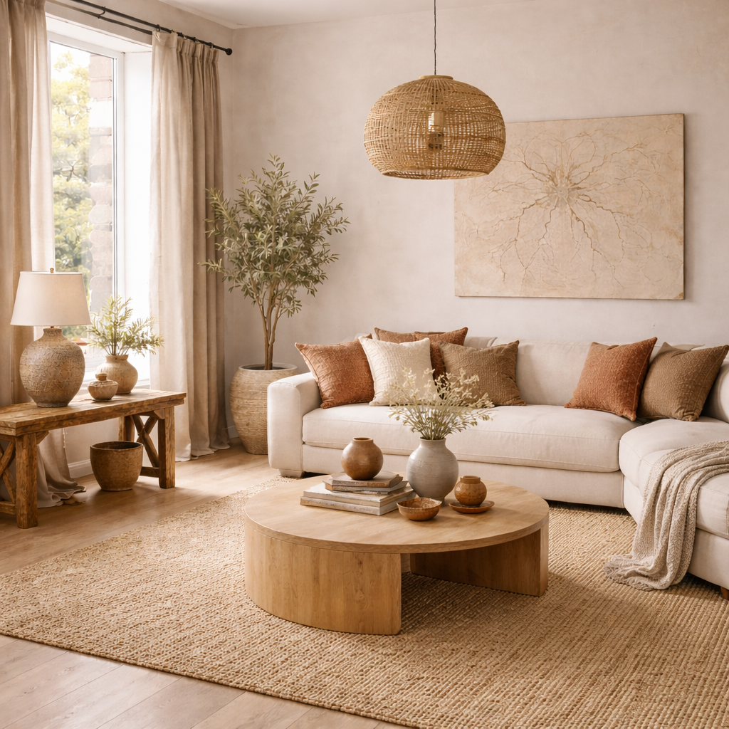 Modern organic home decor ideas with layered natural textures