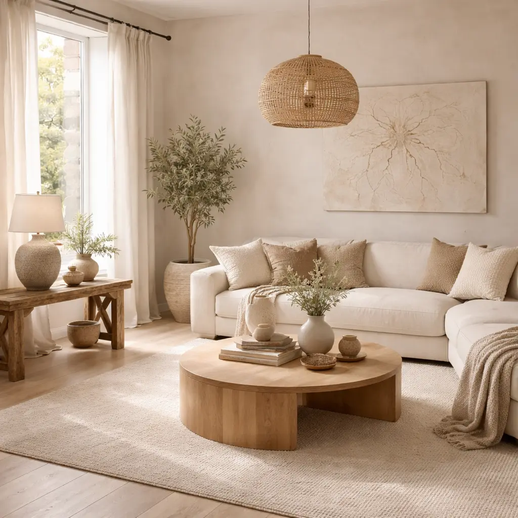 Modern organic home decor ideas with neutral natural color palette