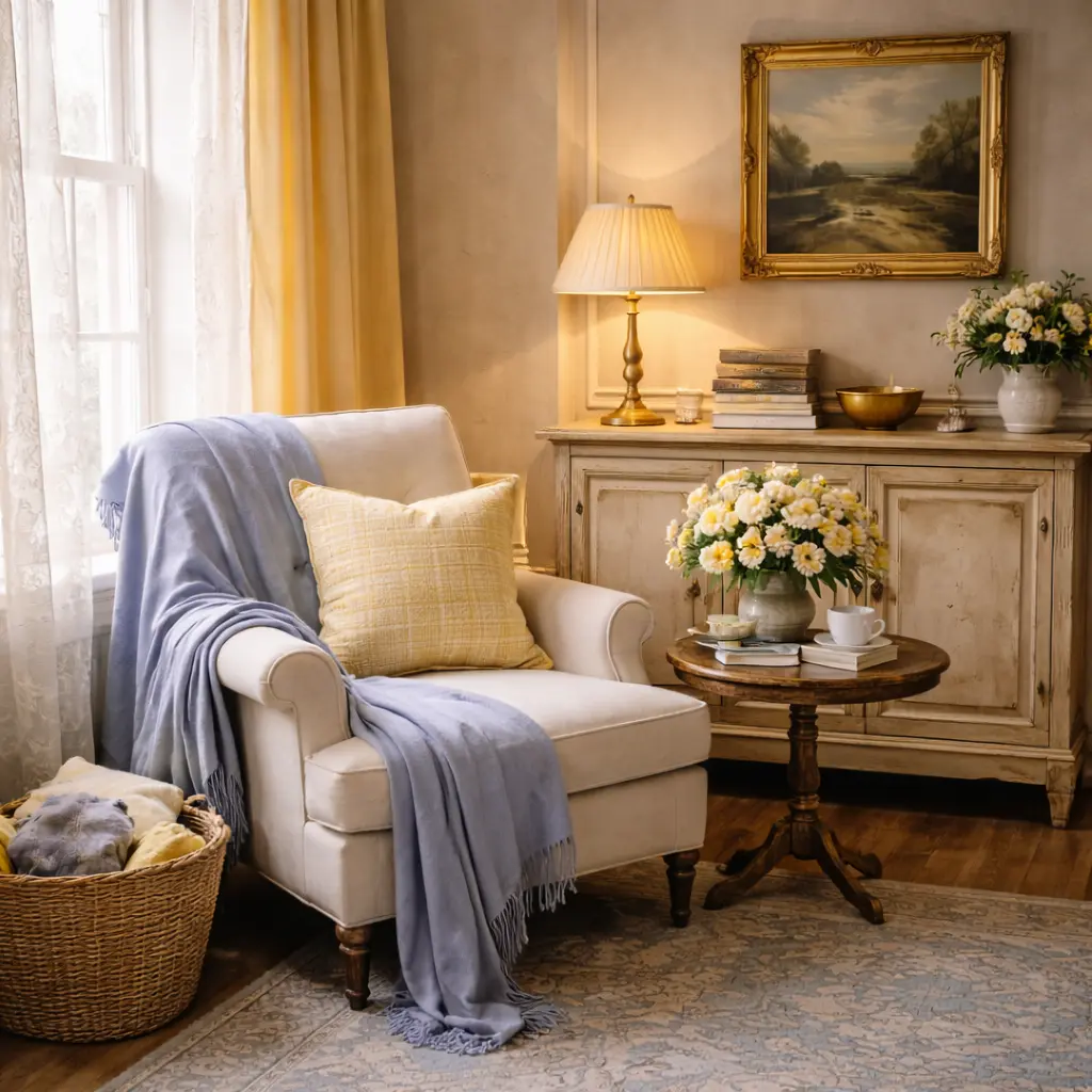Vintage home decor with cozy lived-in atmosphere