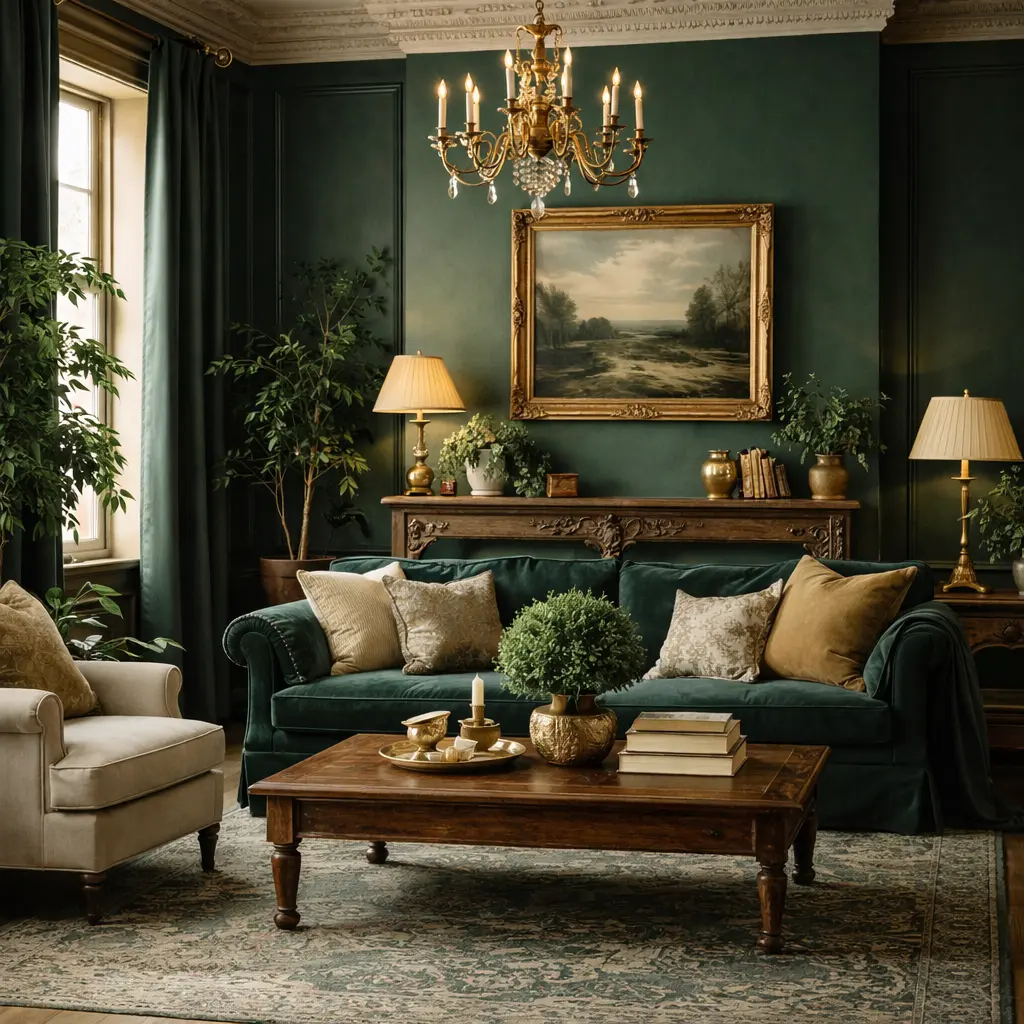 Vintage home decor with plants and natural textures